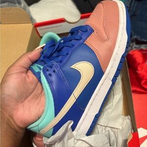 Nike Kids Blue and Peach Sneakers